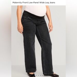 NEW Old Navy Maternity LONG Black Denim Jeans Wide Leg 12